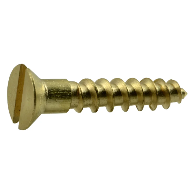 Screws for Securing Wood Flooring-#6 x 3/4" Brass Slotted Flat Head Wood Screws (36 pcs)