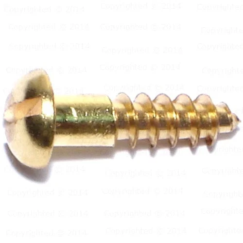 Self-Tapping Screws for Metal and Plastic-Brass Slotted Round Head Wood Screws - #8 Diameter