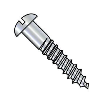 Flat-Head Screws for Smooth Finishes-JFAST 1240DSR - 12-11X2 1/2  Slotted Round Full Body Wood Screw Zinc, Case Quantity: 
800