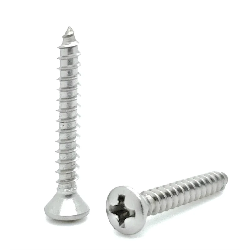 Screws for Reinforcing and Strengthening Joints-100 Qty #6 x 1" Oval Head 304 Stainless Phillips Head Wood Screws (BCP621)