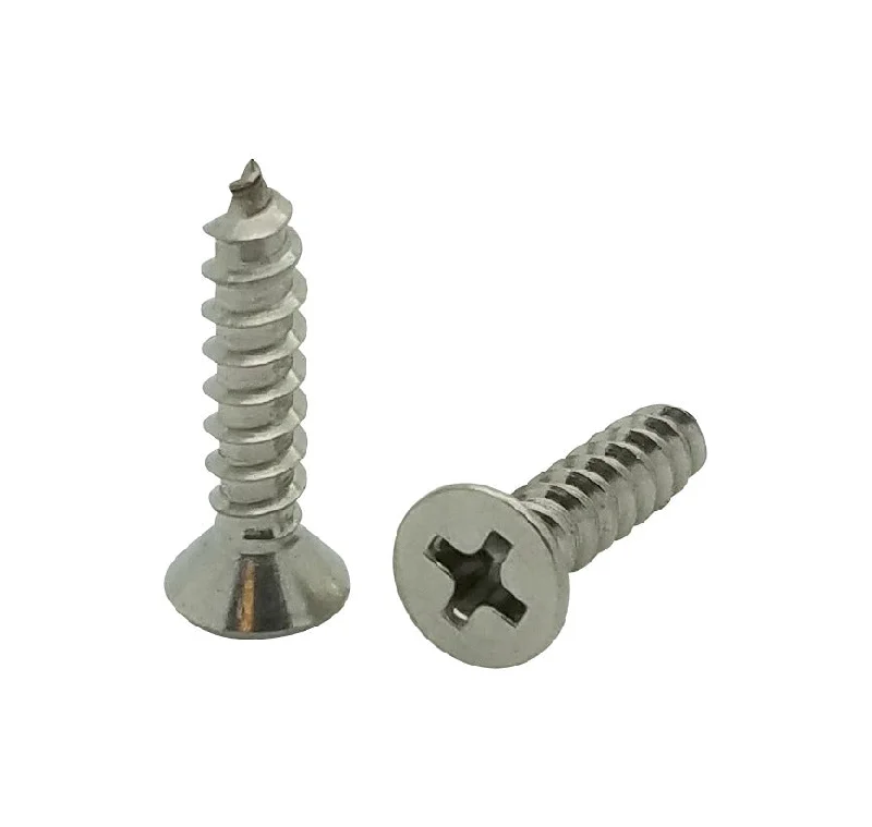 Screws for Mounting Heavy Equipment and Fixtures-100 Qty #10 x 3/4" Flat Head 304 Stainless Phillips Head Wood Screws (BCP26)