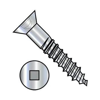 Machine Screws for Electrical Applications-JFAST 0840DQF - 8-15X2 1/2  Square Drive Flat Head Full Body Wood Screw 2/3 Thread Zinc, Case Quantity: 
1,000