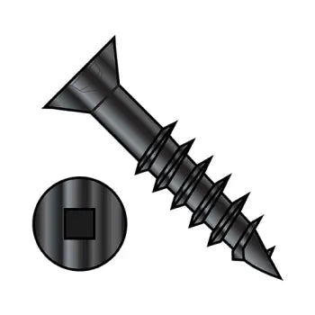 Screws for Attaching Handles and Knobs-JFAST 0836DQFDB - 8X2 1/4  Flat Head (no nibs) Square Drive Deep Thread Wood Screw 2/3 Threaded Black Ox, Case Quantity: 
2,800