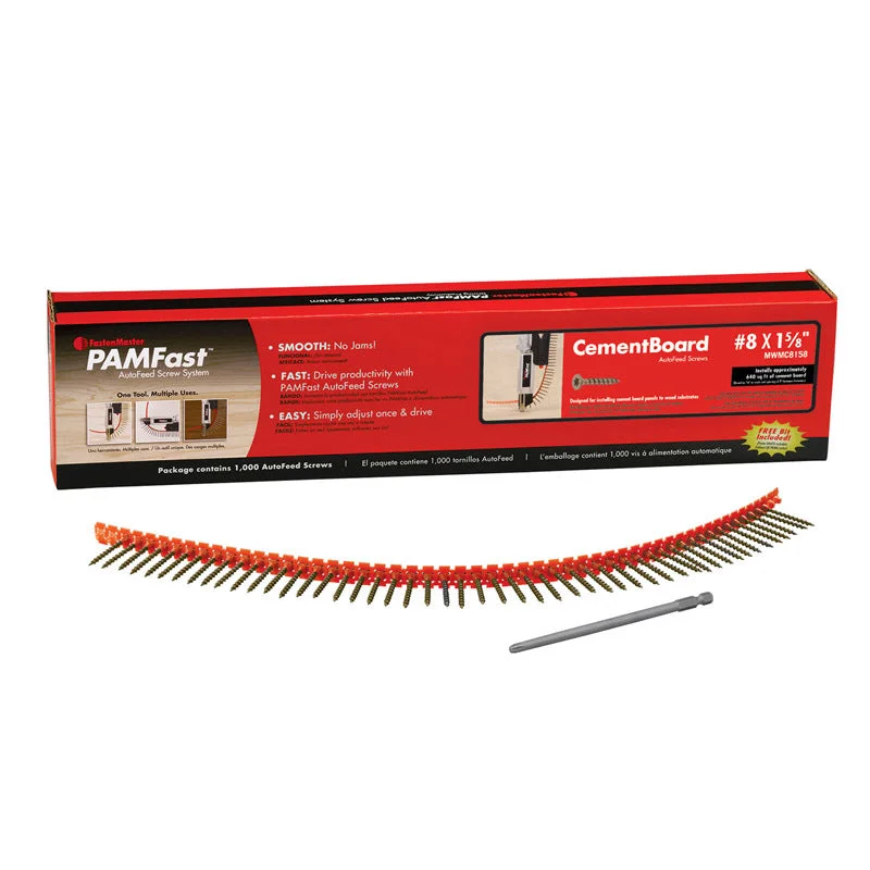 Small Screws for Precision Engineering-FastenMaster PamFast No. 8 X 1-5/8 in. L Star Wafer Head Coarse Cement Board Screws