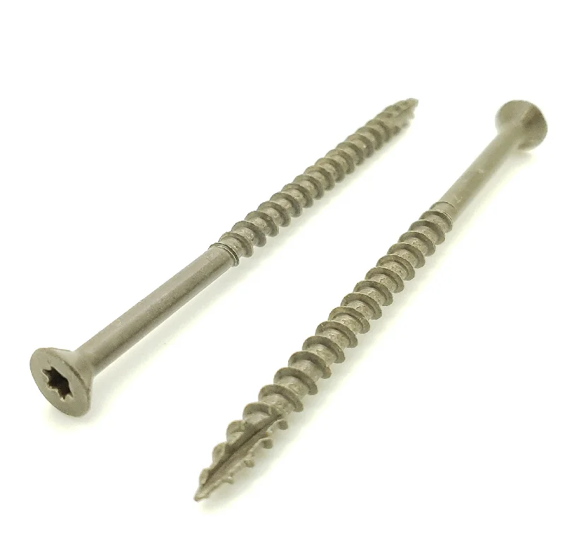 Screws for Secure Cabinet Hardware Mounting-100 Qty #10 x 3-1/2" Inch Dark Tan Fence & Deck Screws | Torx Star Drive | Bit Included (BCP930)