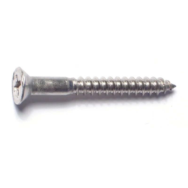 Screws for Attaching Handrails and Stairs-#8 x 1-1/2" 18-8 Stainless Steel Phillips Flat Head Wood Screws