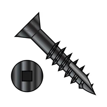 Screws for Securing Fixtures and Fittings-JFAST 1048DQF17DB - 10-9 X 3 Flat Head Nibbed Square Drive Deep Thread Wood Screw Type 17 2/3 Thread Black Oxide, Case Quantity: 
1,500