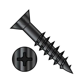 Screws for Attaching Handrails and Stairs-JFAST 0826DPFDB - 8-11 X 1 5/8 Phillips Flat Head no Nibs Deep Thread Wood Screw 2/3 Threaded Black Oxide, Case Quantity: 
5,000