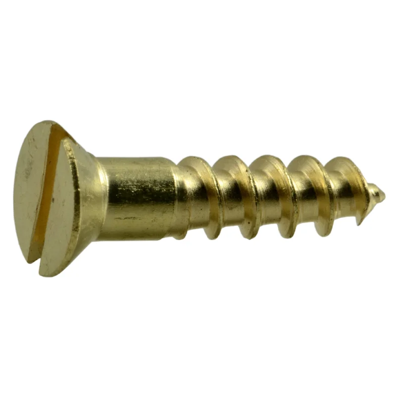 Screws with Phillips Head for Better Torque-#8 x 3/4" Brass Slotted Flat Head Wood Screws