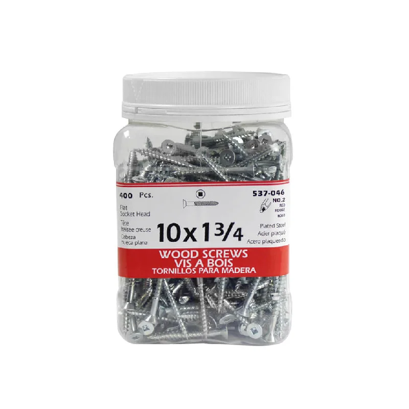 Screws for Mounting Window Frames and Trim-H Paulin #10 x 1-3/4 in. Zinc Coated Flat Head Square Drive Wood Screws (400-Jug)