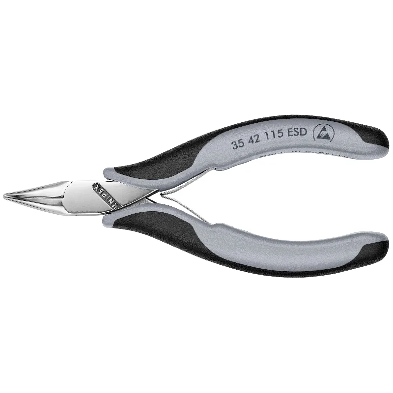 Pliers for Lifting, Gripping, and Cutting-Knipex 35 42 115 ESD 4 1/2" Electronics 45° Angled Pliers-Half Round Tips, ESD Handles