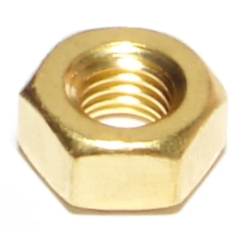 Nuts for Securing Plumbing Fixtures in Residential and Commercial Projects-1/4"-28 Brass Fine Thread Hex Nuts (24 pcs.)