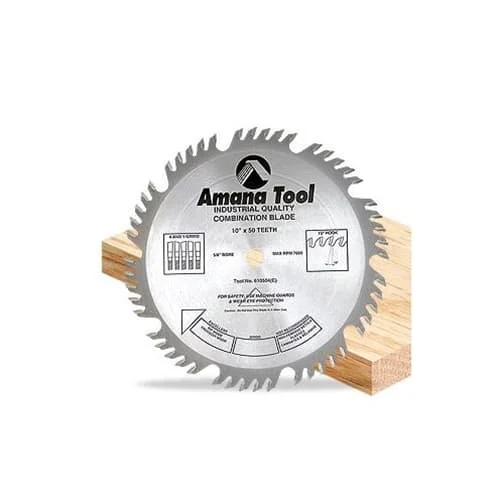 Fine-Grain Saw Blades for Metal Refining-Amana 610504C 10" x 50T Combination Ripping And Cross-Cut Circular Saw Blade