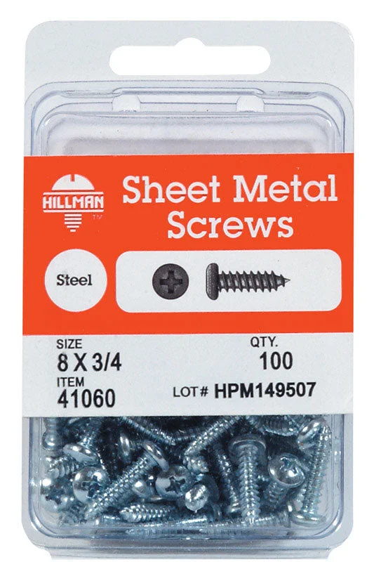 Flat-Head Screws for Even Surface Mounting-Hillman No. 10 x 3/4 in. L Phillips Pan Head Zinc-Plated Steel Sheet Metal Screws 75 pk (Pack of 5)