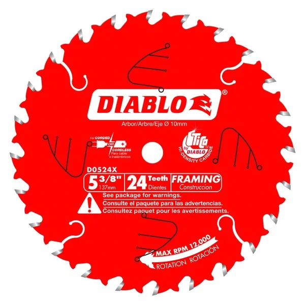 Toothed Saw Blades for Fast and Efficient Cutting-Diablo D0524X 5-3/8 in. x 24 Tooth Framing Trim Saw Blade