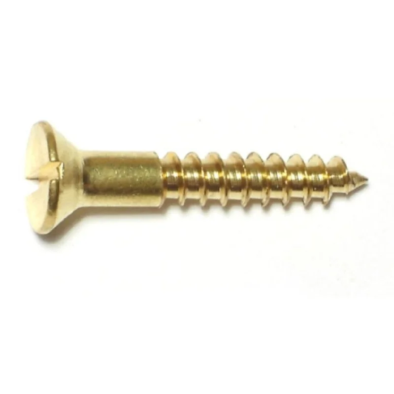 Screws for DIY Home Renovation Projects-#8 x 1-1/4" Brass Slotted Flat Head Wood Screws