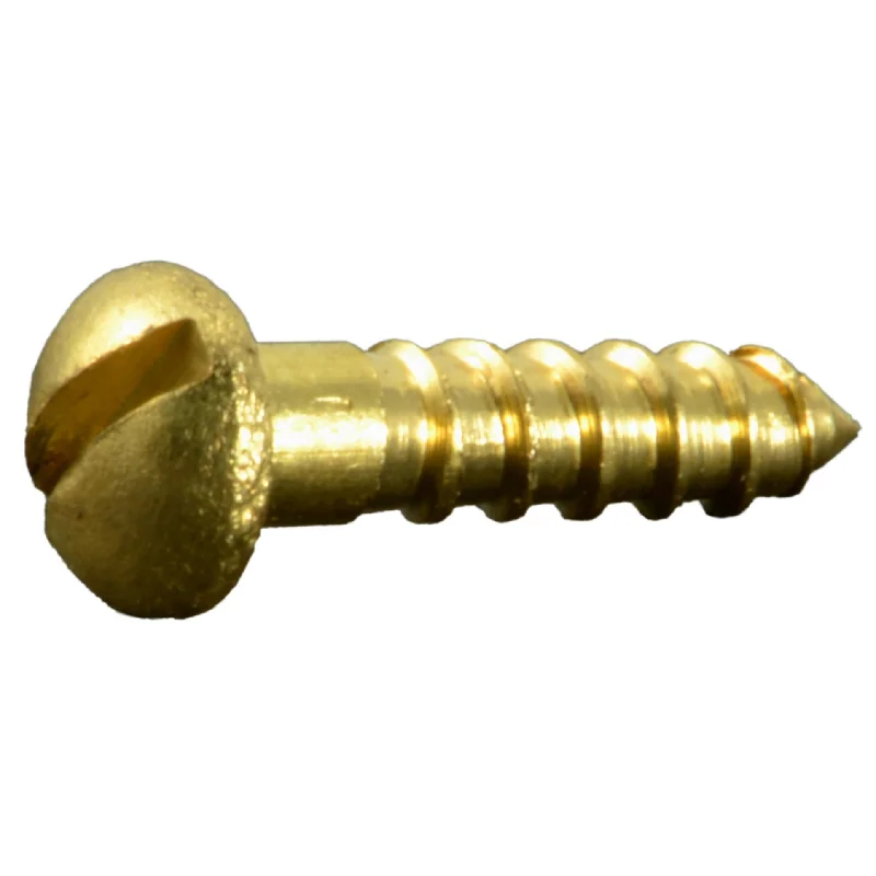 Screws for Mounting Electrical Fixtures-#2 x 3/8" Brass Slotted Round Head Wood Screws (30 pcs.)