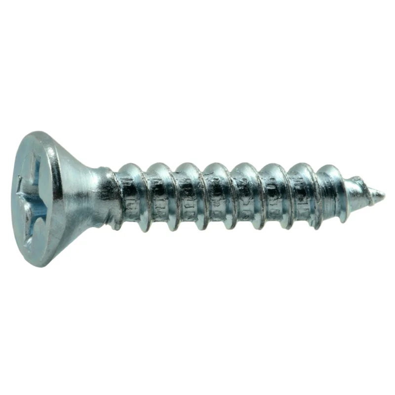 Screws for Mounting Electrical Fixtures-#8 x 7/8" Zinc Plated Steel Phillips Flat Head Wood Screws