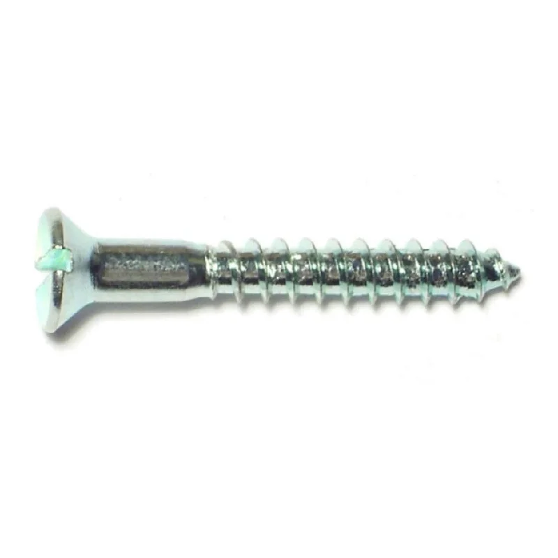 Screws for Fastening Pipe Fittings and Clamps-#8 x 1-1/4" Zinc Plated Steel Slotted Flat Head Wood Screws