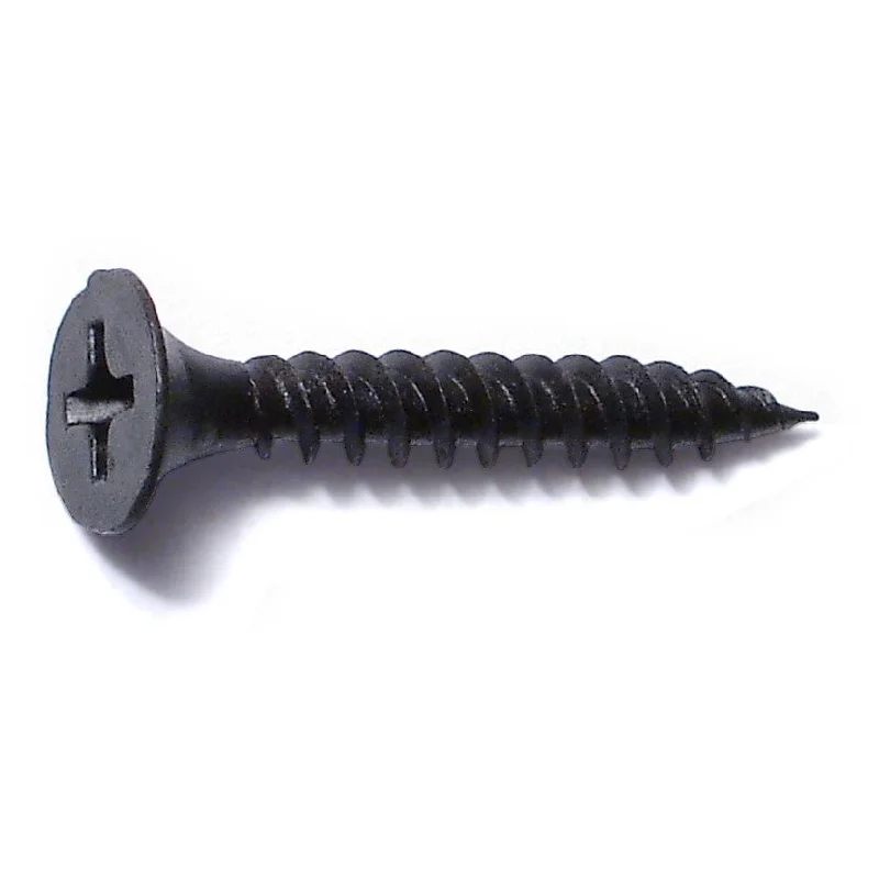 Screws for Mounting Appliances and Equipment-#6 x 1" Black Phosphate Steel Fine Thread Phillips Bugle Head Drywall Screws