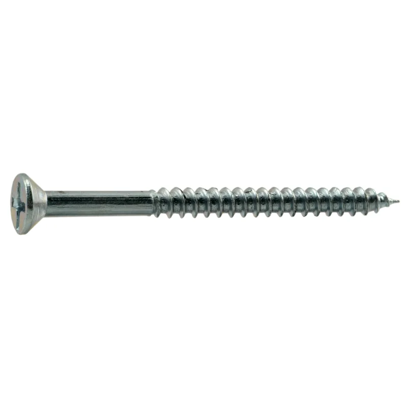 Pan-Head Screws for Secure Mounting-#7 x 2" Zinc Plated Steel Phillips Flat Head Wood Screws