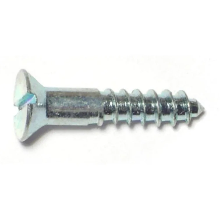 Screws with High-Grade Coating for Durability-#8 x 7/8" Zinc Plated Steel Slotted Flat Head Wood Screws