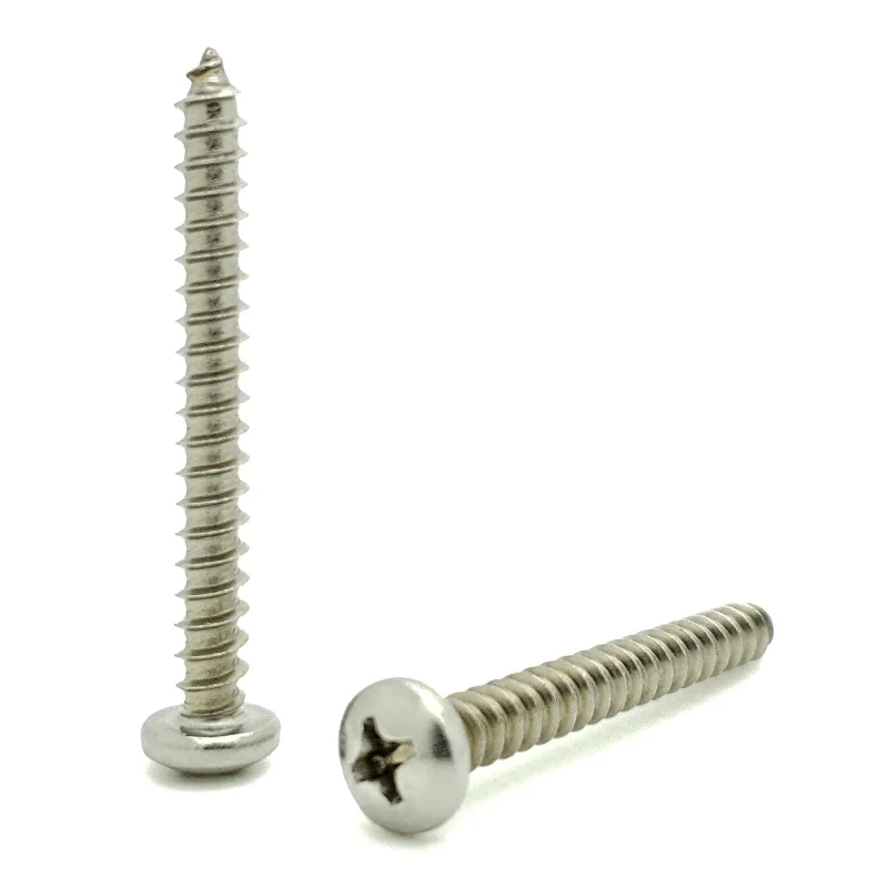 Screws with Recessed Head for Better Control-100 Qty #8 x 1-1/2" 304 Stainless Steel Phillips Pan Head Wood Screws (BCP800)