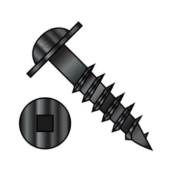 Screws for Assembling Metal Framework-JFAST 0864DQRWDB - 8X4  Square Drive Round Washer Head Deep Thread Wood Screw 2/3 Thread Black Oxide, Case Quantity: 
1,000