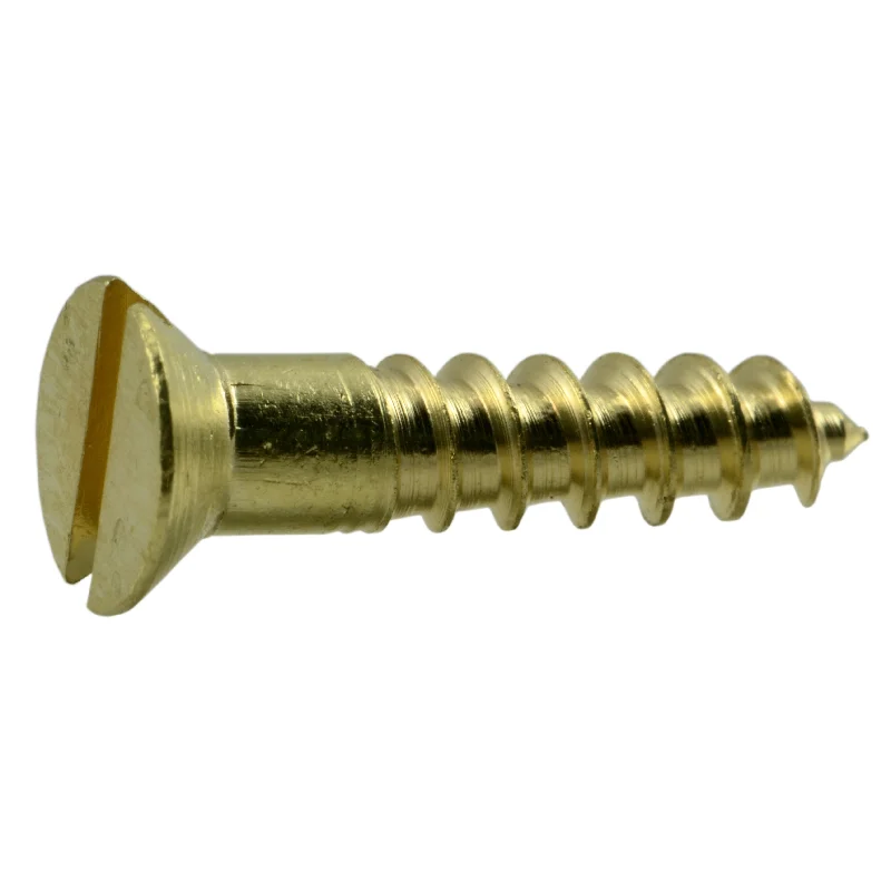 Screws for Mounting Window Frames and Trim-#6 x 5/8" Brass Slotted Flat Head Wood Screws