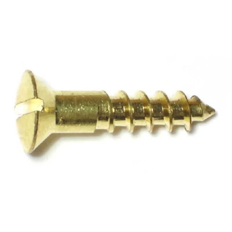 Screws for Mounting Signage and Fixtures-#12 x 1" Brass Slotted Oval Head Wood Screws