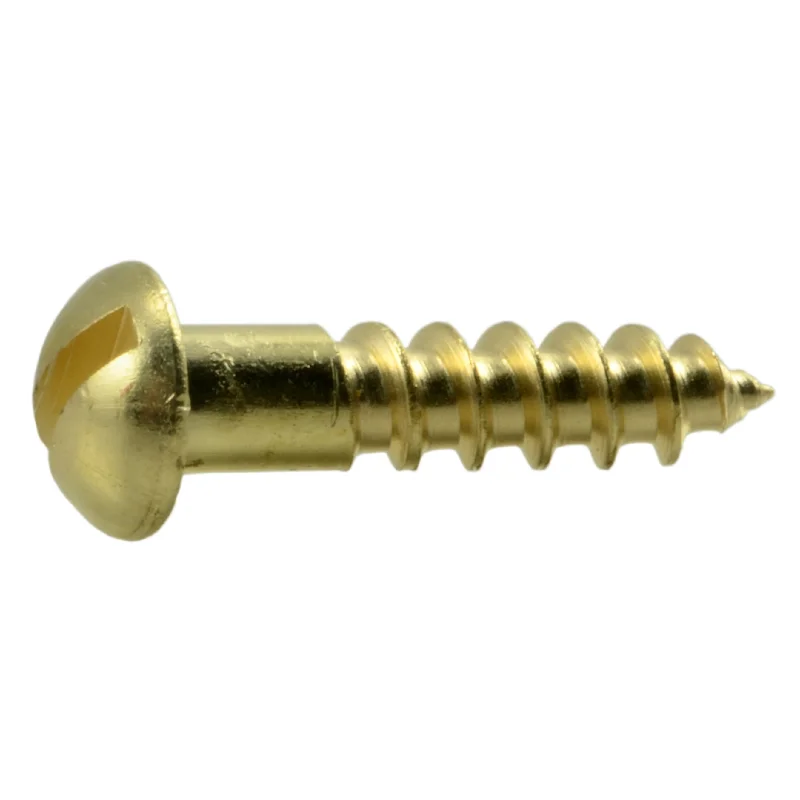 Large Screws for Structural Construction Projects-#6 x 5/8" Brass Slotted Round Head Wood Screws