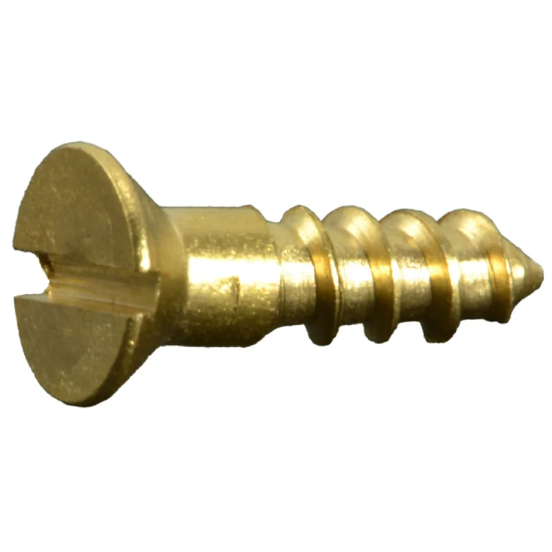 Wood Screws with Threaded Shaft for Strong Hold-#3 x 3/8" Brass Slotted Flat Head Wood Screws (25 pcs.)