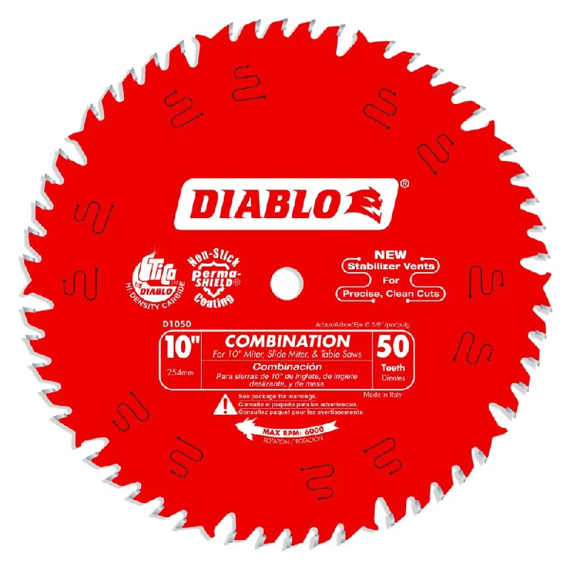 Fast-Cutting Saw Blades for Industrial Projects-Diablo D1050X 10" x 50 Combination Saw Blade