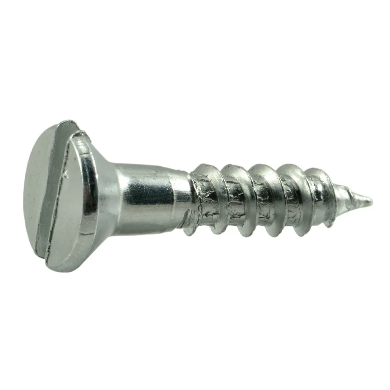 Corrosion-Resistant Screws for Outdoor Use-#12 x 1" Zinc Plated Steel Slotted Flat Head Wood Screws