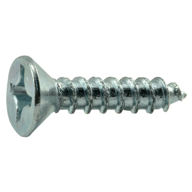 Flat-Head Screws for Even Surface Mounting-#10 x 7/8" Zinc Plated Steel Phillips Flat Head Wood Screws (100 pcs)