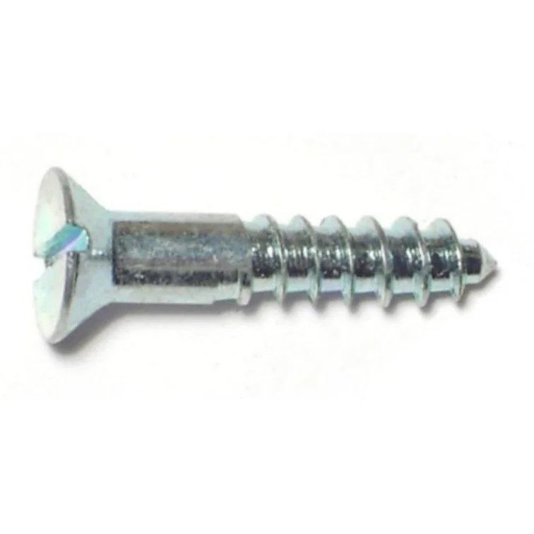 Anti-Rust Screws for Outdoor Use-#8 x 7/8" Zinc Plated Steel Slotted Flat Head Wood Screws