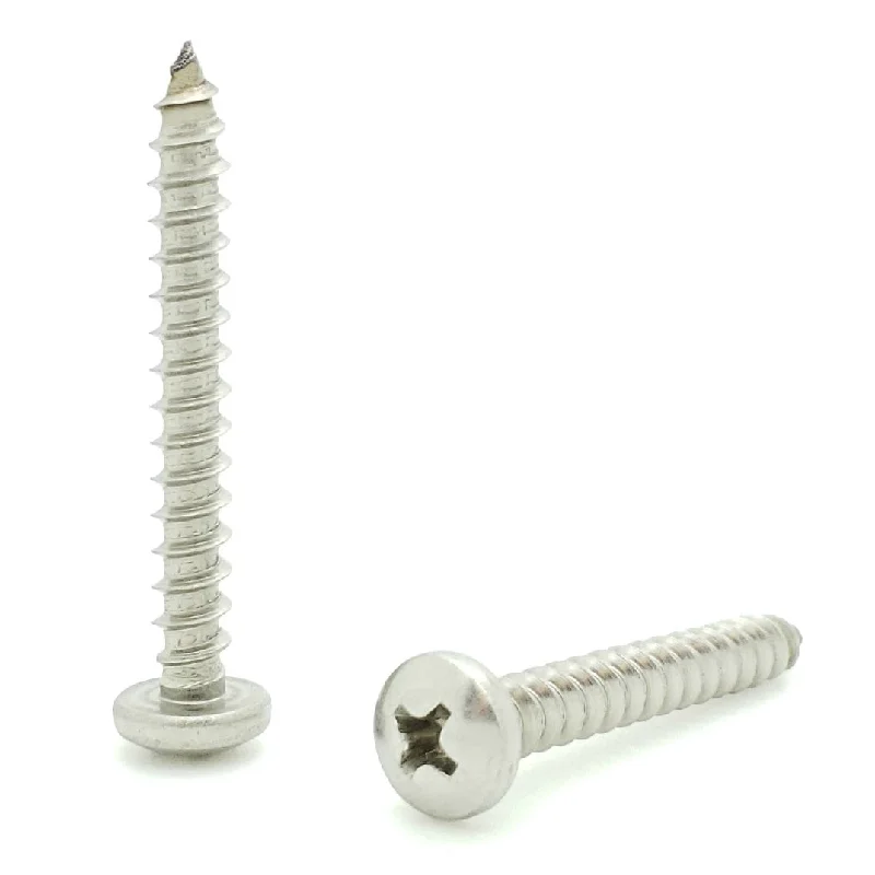 Screws for Joining Thin Metal Sheets-Fifty (50) #10 x 1-1/2" 304 Stainless Steel Phillips Pan Head Wood Screws (BCP617)