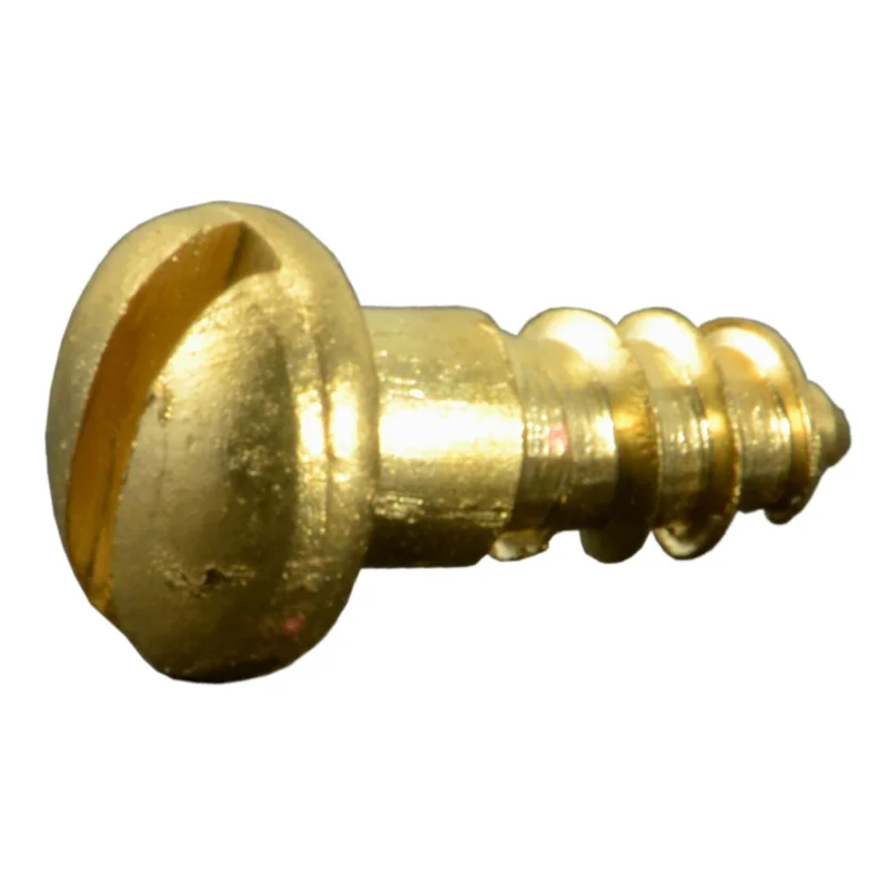 Screws for Secure Cabinet Hardware Mounting-#3 x 1/4" Brass Slotted Round Head Wood Screws (30 pcs.)