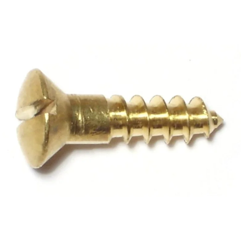 Screws for DIY Plumbing Projects-#10 x 3/4" Brass Slotted Oval Head Wood Screws (40 pcs.)