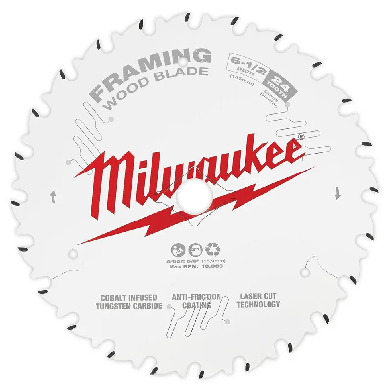 Diamond Grit Saw Blades for Tile Cutting-Milwaukee 48-40-0620 6-1/2 in. 24T Framing Circular Saw Blade