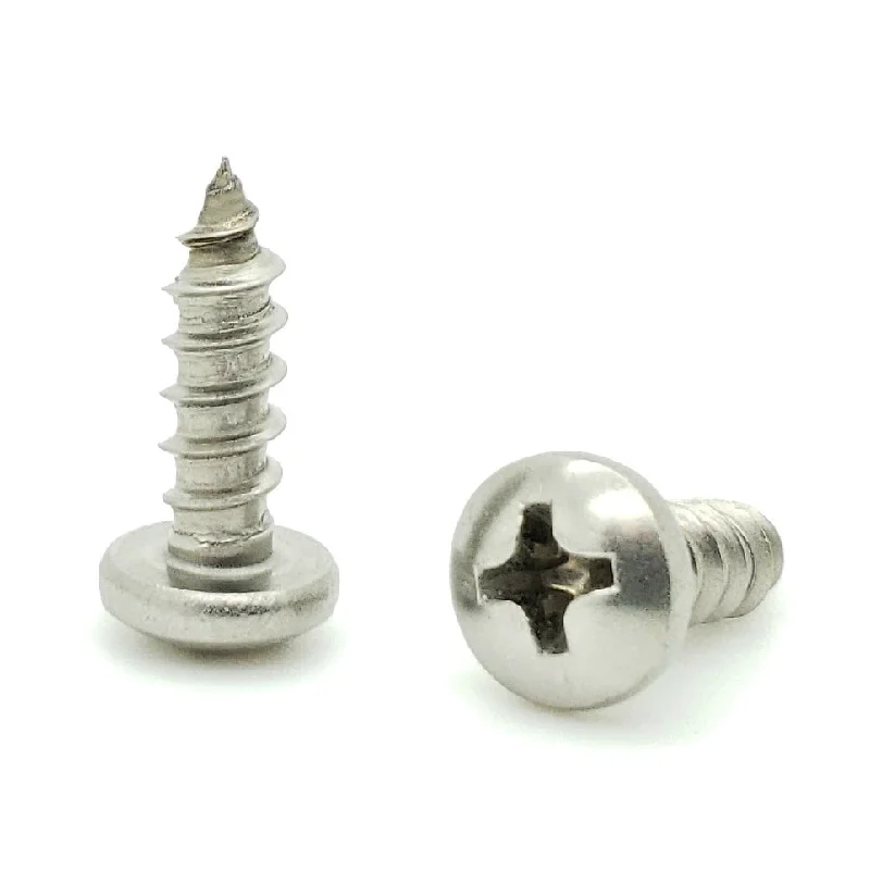 Screws for DIY Plumbing Projects-100 Qty #8 x 1/2" 304 Stainless Steel Phillips Pan Head Wood Screws (BCP606)