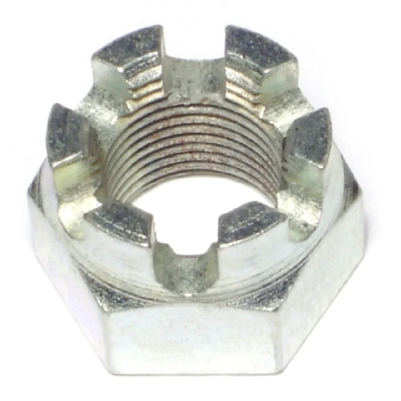 Heavy Duty Nuts for Construction Projects-3/4"-16 Zinc Plated Steel Fine Thread Castle Hex Nuts