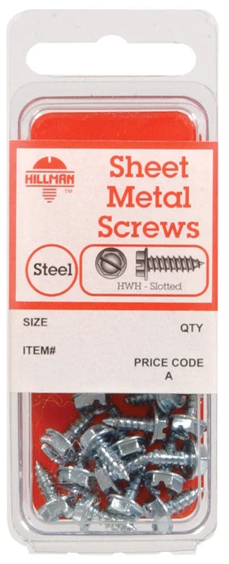 Screws for Automotive Repair and Maintenance-Hillman No. 10 x 1-1/2 in. L Slotted Hex Head Zinc-Plated Steel Sheet Metal Screws 6 1 pk (Pack of 10)