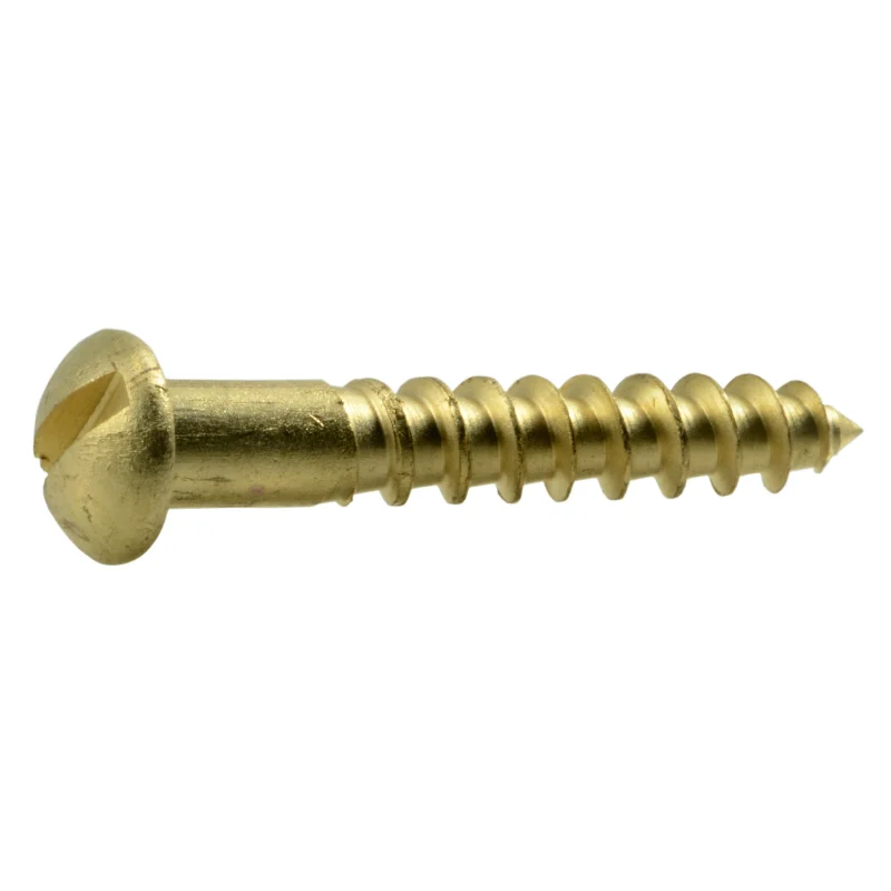 Screws for Joining Wooden Furniture Parts-#6 x 7/8" Brass Slotted Round Head Wood Screws