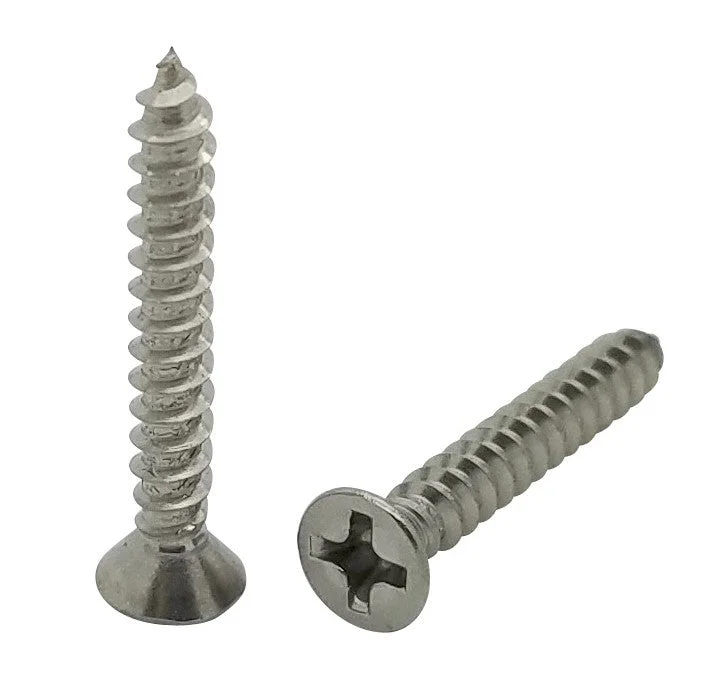 Wood Screws with Threaded Shaft for Strong Hold-100 Qty #10 x 1" Flat Head 304 Stainless Phillips Head Wood Screws (BCP27)