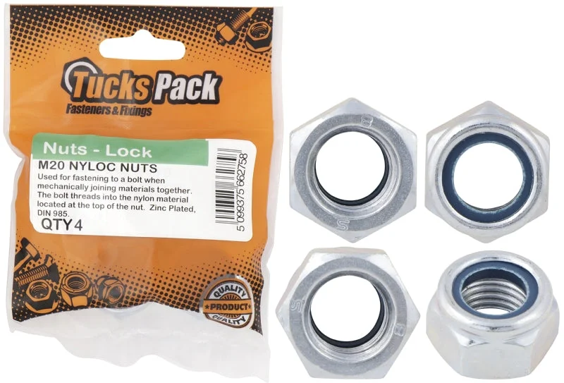 Screws for Industrial Equipment Assembly-Tucks Pack M20 Zinc Plated Locknuts (4 Pack)