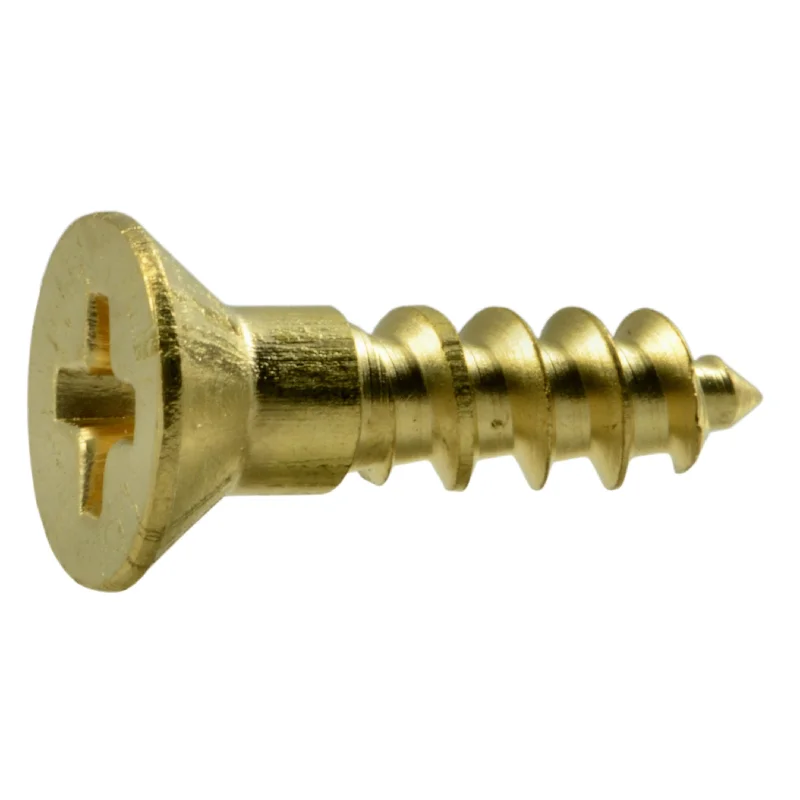 Screws with High-Grade Coating for Durability-#8 x 5/8" Brass Phillips Flat Head Wood Screws