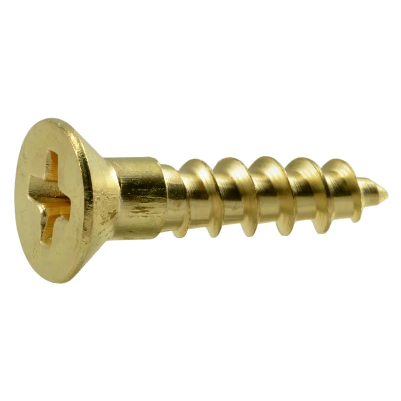 Stainless Steel Screws for HVAC Installations-#8 x 3/4" Brass Phillips Flat Head Wood Screws