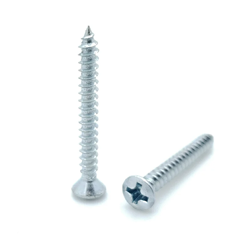 Screws for Securing Wood Flooring-300 Qty #6 x 1-1/4" Oval Head Zinc Coated Phillips Head Wood Screws (BCP368)