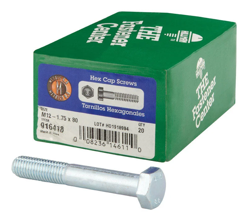 Self-Drilling Screws for Fast Installation-HILLMAN M12-1.75 mm D X 80 mm L Heat Treated Steel Hex Head Cap Screw 20 pk